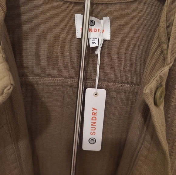 Sundry By Anthropologie Olive Green "Golden Hour" Utility Shacket Soft!! - Picture 2 of 8